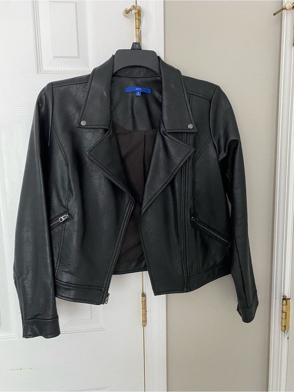 Apt. 9 Black Faux Leather Moto Jacket